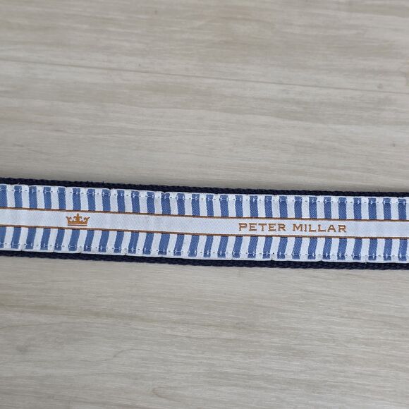 Peter Millar Golf Club Crown Logo Men's Needlepoint Belt Blue Red Size 42 - Picture 10 of 13